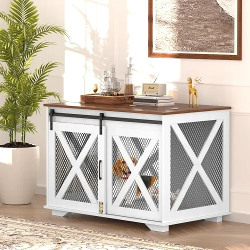 41" Dog Crate Furniture, Wooden Dog Kennel, Indoor End Table