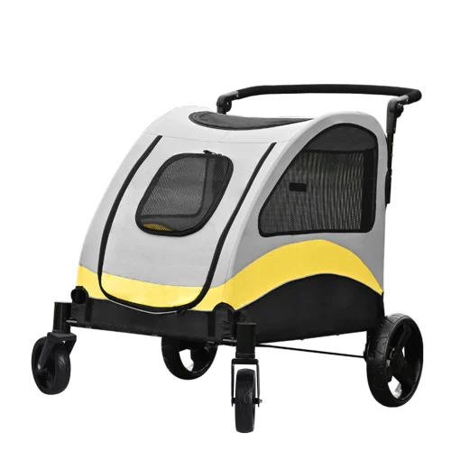 Portable Dog Stroller 4 Wheels for Large Dogs Foldable Breathable