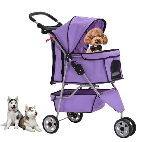 Small Medium Dog Cat Jogger Stroller with Storage Basket Removable