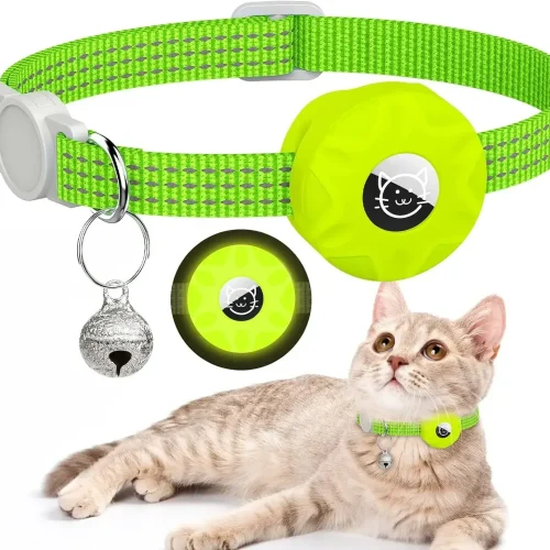 Air Tag Pet Collar with air tag Holder and Bell Reflective